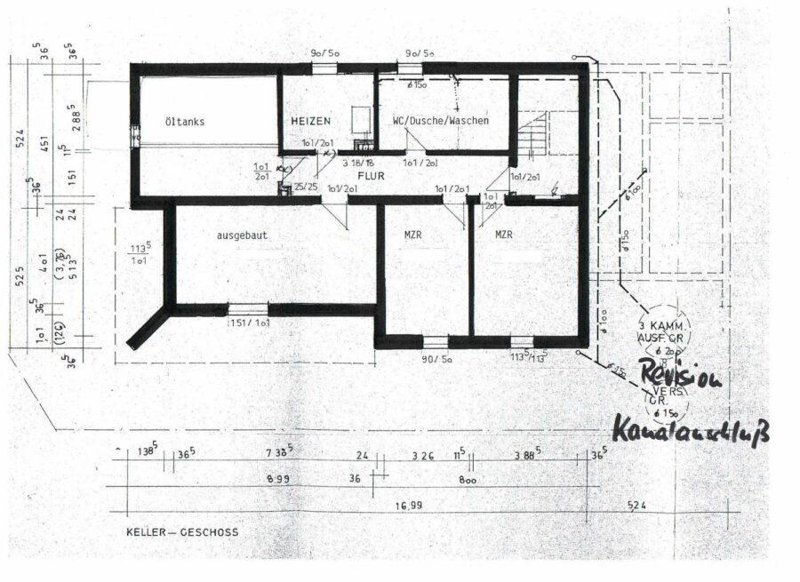 gutes freistehendes Einfamilienhaus auf dem Dorf bei Abensberg / Saal - KG-Grundriss