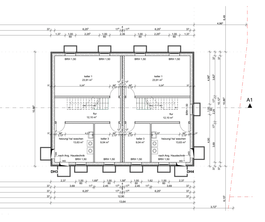 in der Stadt Abensberg: Neubau-Doppelhaushälfte mit Garage und Garten, Keller - Keller