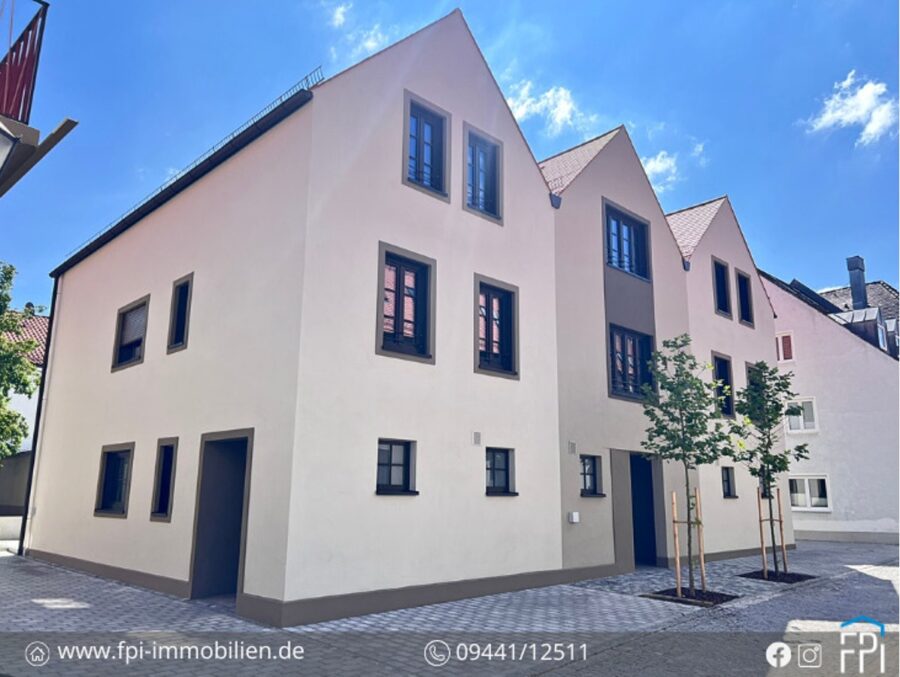 im Herzen von Abensberg: beeindruckende Architekten-Stadtvilla für Eigennutzer und Kapitalanleger - überdachter Zugang, Gebäude-Westseite