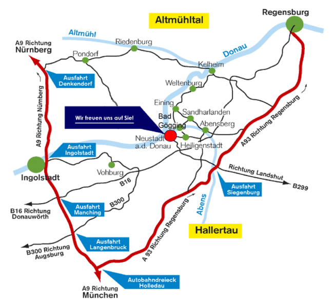 Ausstellungs- und Verkaufsraum für Dienstleistungen in Neustadt/Donau - Anfahrt_Neustadt