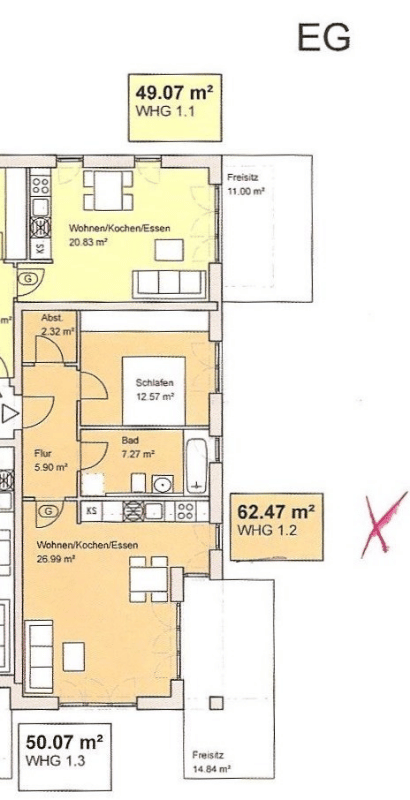 Erdgeschoss-Traumwohnung in Bestlage - Grundriss Friedenstr. 18b. Wg